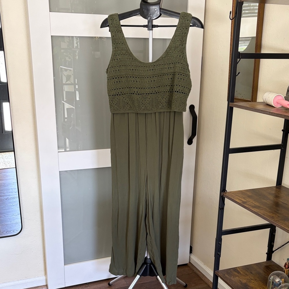 Maurices Olive Crochet-Trim Sweater Top jumper